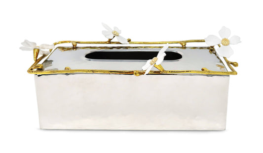 Tissue Box Cover with Jewel Flowers Design, 11"