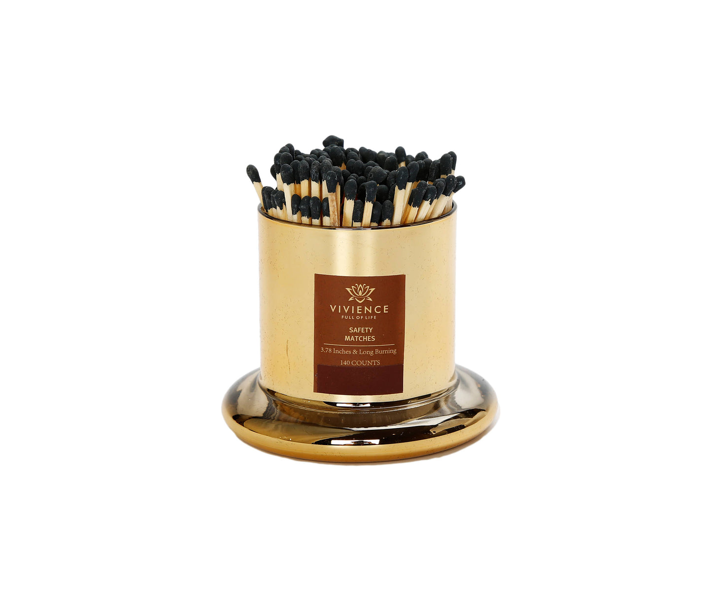 Match Holder Jar with Gold/Smoked Base: Gold