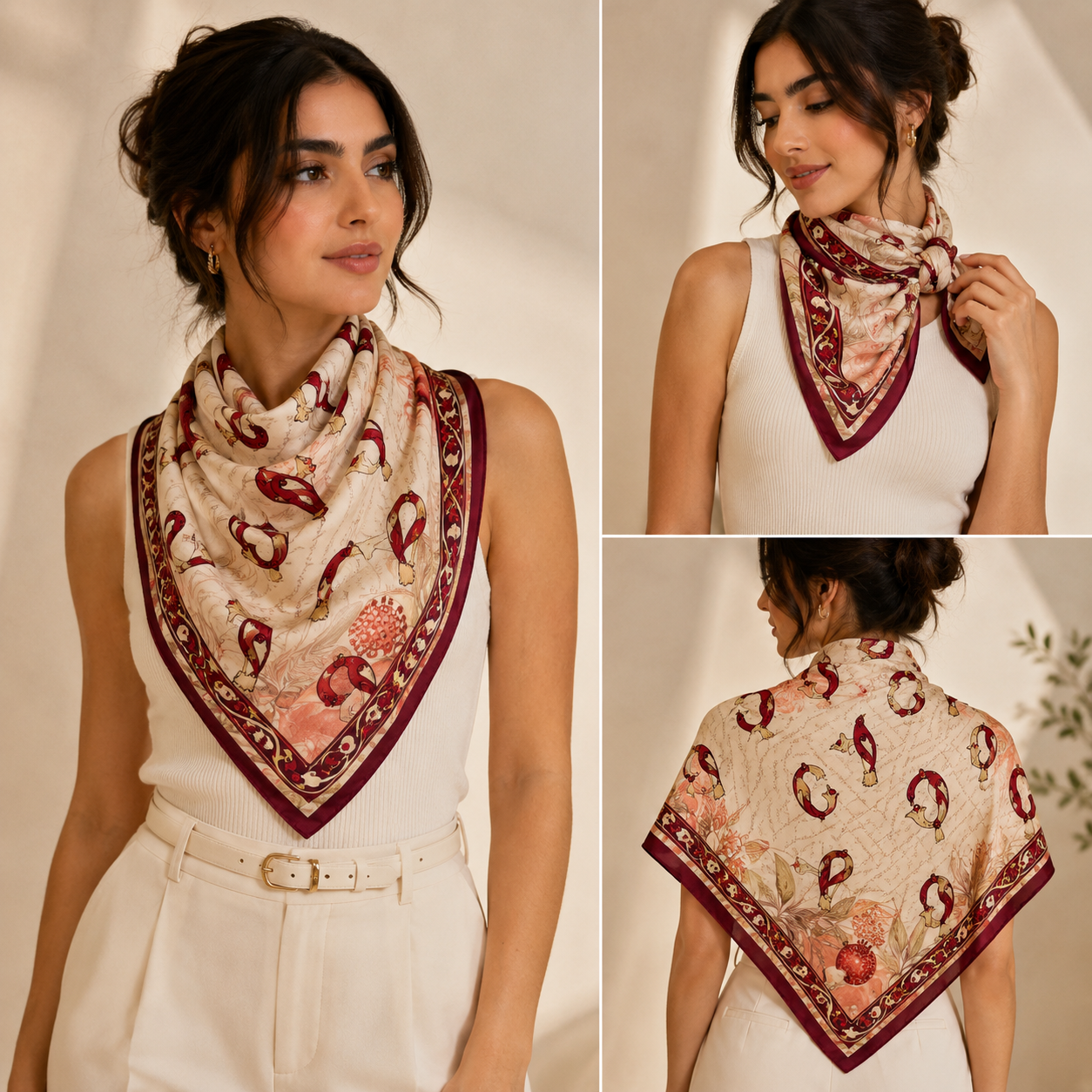 Pomegranate Bird Armenian Alphabet Scarf