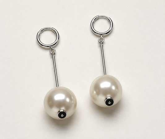 Modern Orbit Pearl Drop Earrings