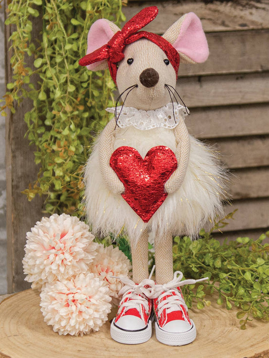 Standing Mouse with Red Heart