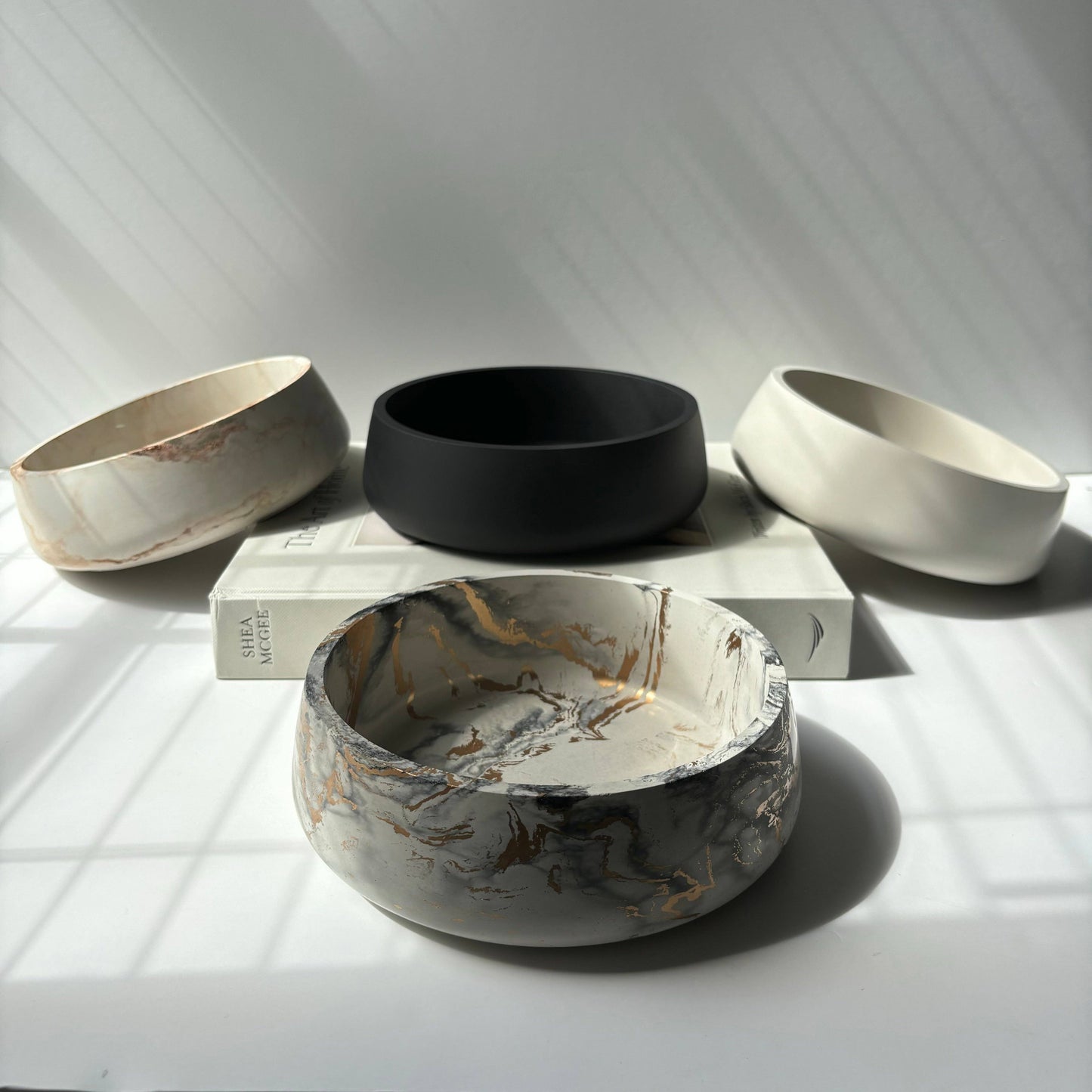 Daza - Concrete Bowl: Black fusion marble / Without hole