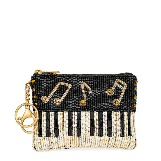 Play it Again Beaded Piano Keys and Notes Coin Purse