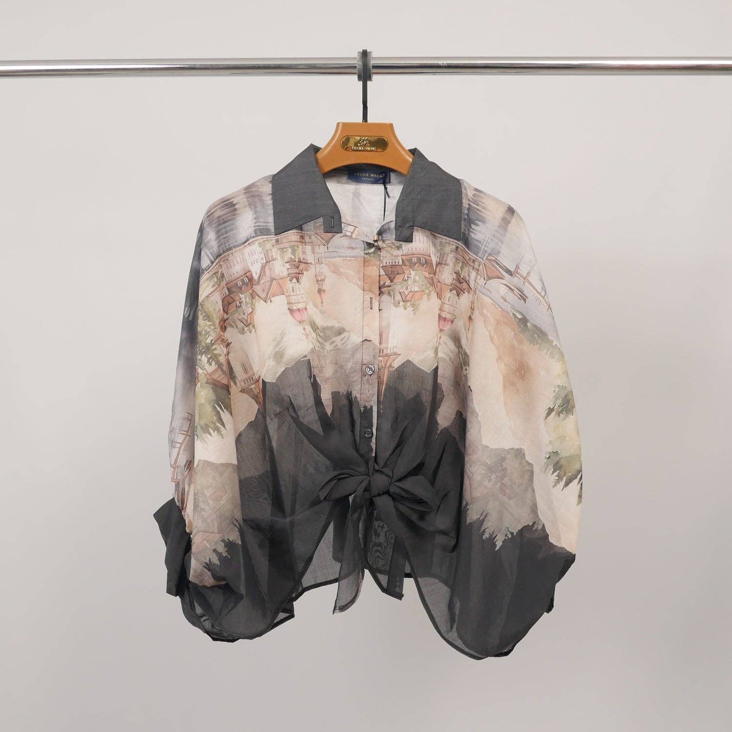 Tunic in printed Tencel and silk – KD8971-3: Bleu ciel