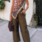 Asymmetrical Fringe Cross Top: WINE / S