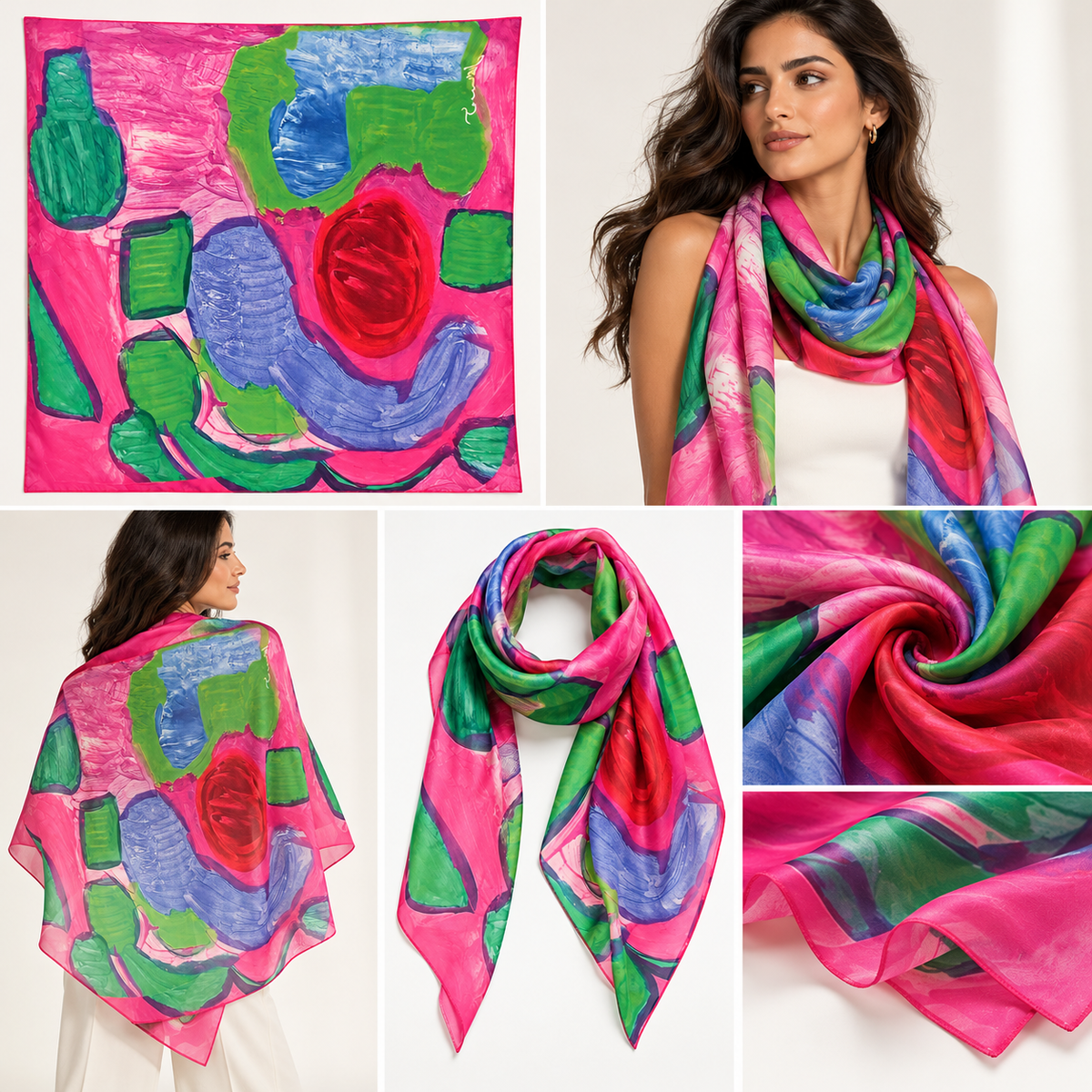 Vibrant Expressions Abstract Art Scarf