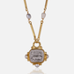 Gold plated Roman Coin necklace with pearl accents