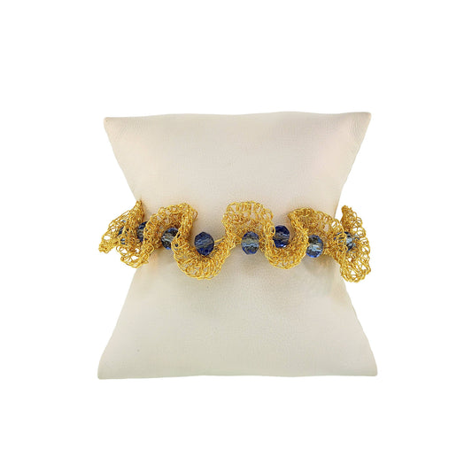 Blue & Gold Nalu Handmade Crochet Bracelet