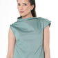 Elegant Satin Cotton Dress In Mint: Black / XL
