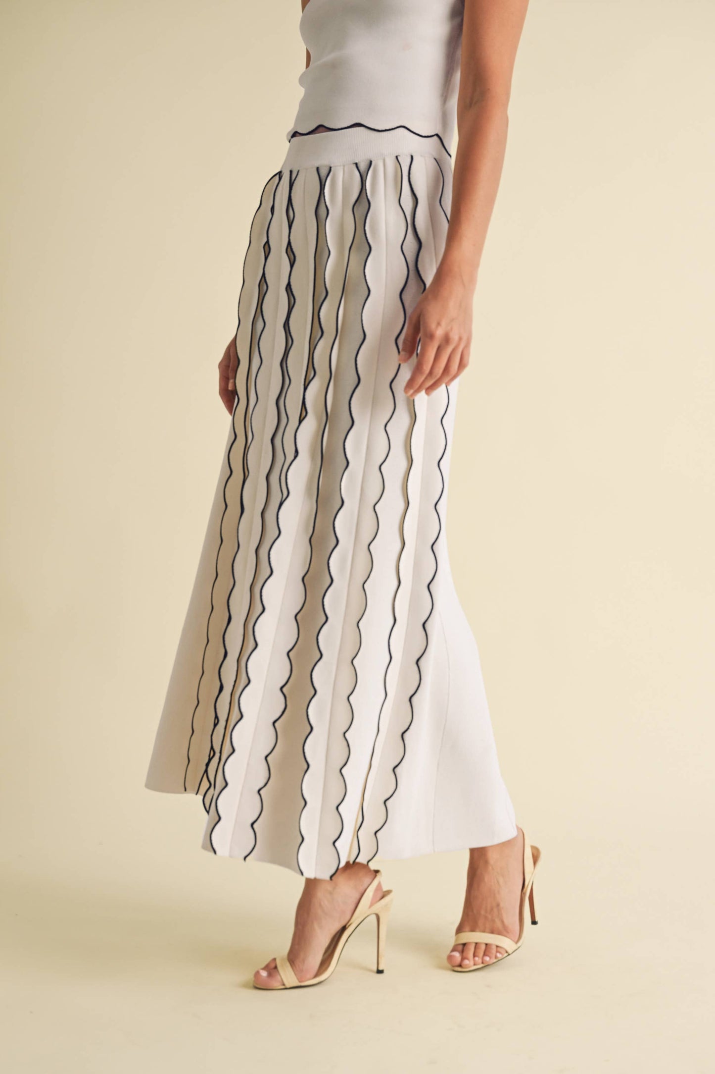 Pleated Sweater Knit Maxi Skirt