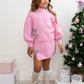 Shine & Slay Pink Bow Knit Sweater and Skirt Set