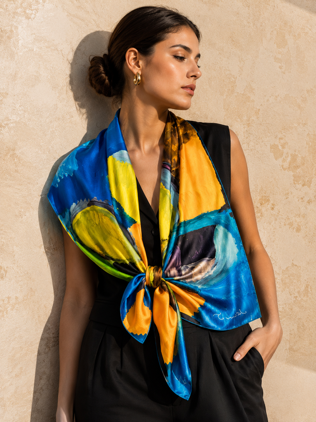 Electric Bloom Art Scarf