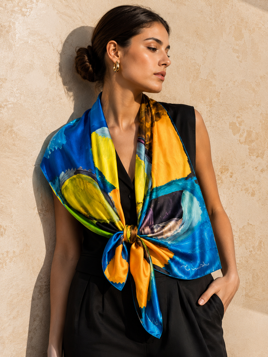 Electric Bloom Art Scarf