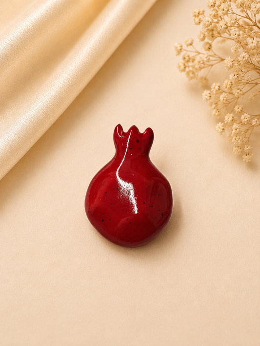 Crimson Pomegranate Ceramic Brooch