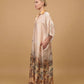 Long satin desert landscape print dress – KD9316VS-34: Black/orange