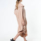 Oversize Cotton Kaftan Dress In Beige: Dark grey / L-XL-XXL