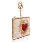 Heart Burst beaded red, gold, and cream coin purse.