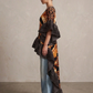 Plissé Ruffle Kimono Top – High Low Statement Tunic Dress: Brown
