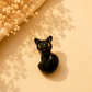 Curious Black Cat Ceramic Brooch