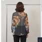 Floral printed blouse with detailed neckline Navy Blue