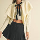 Cape-effect Cable Knit Cardigan: CREAM / Contemporary