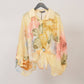 Floral printed blouse with detailed neckline Navy Blue