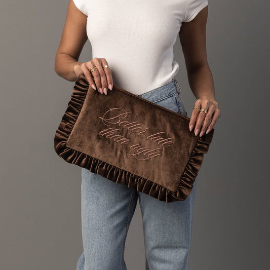 Better Late Than Ugly Ruffle Travel Pouch
