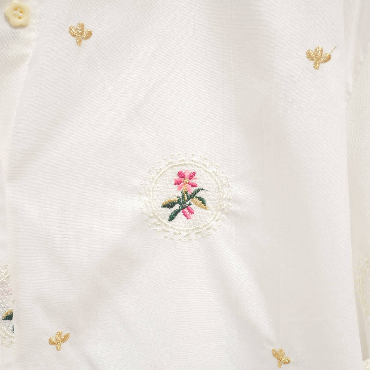 Cotton shirt with floral embroidery FIT4762533: White