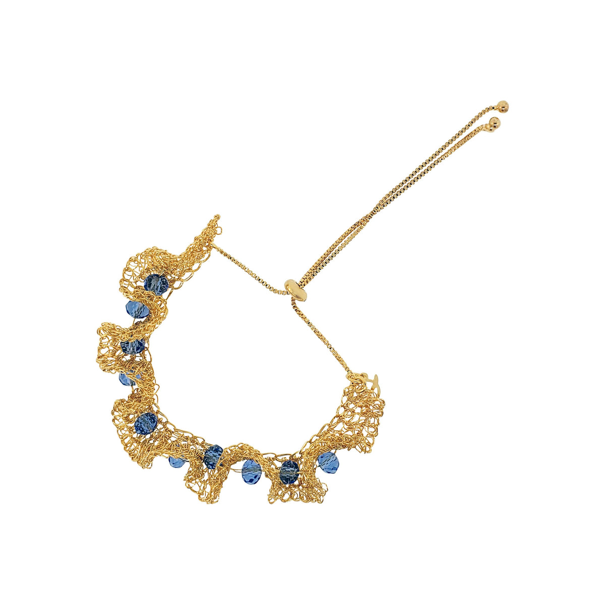 Blue & Gold Nalu Handmade Crochet Bracelet