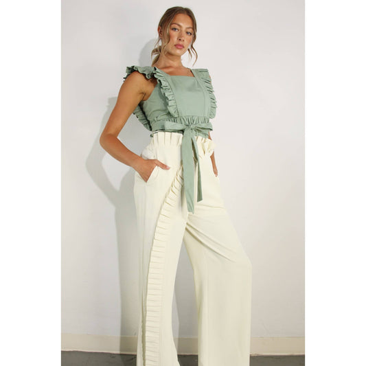 HEAVY COTTON RUFFLE TOP: SAGE