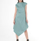 Elegant Satin Cotton Dress In Mint: Black / XL