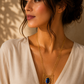 Cobalt Swarovski Crystal Golden Mesh Pendant Necklace