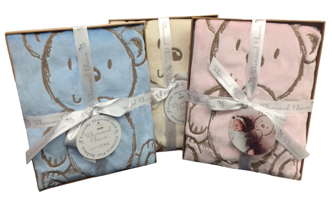 Bear Embroidered Baby Blanket for Newborn