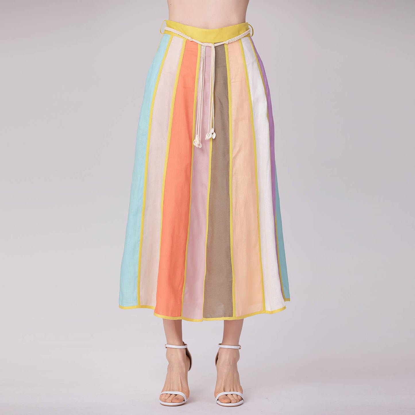A-line skirt with wide stripes: Multicoloured