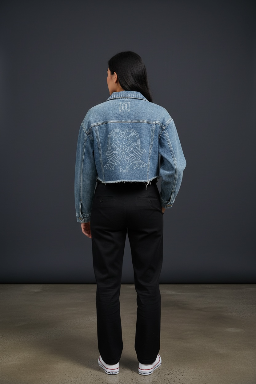 Love Birds Cropped Jeans Jacket