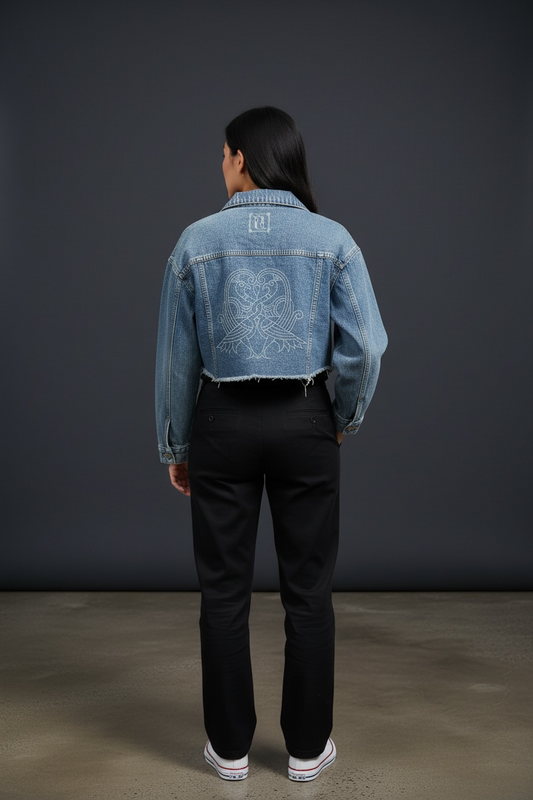 Love Birds Cropped Jeans Jacket