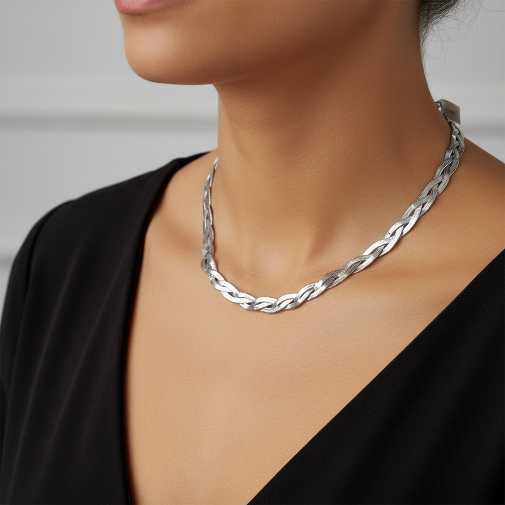 Woven flat chain Necklace