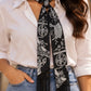 Printed Fringed Detail Scarf: 10 / One Size