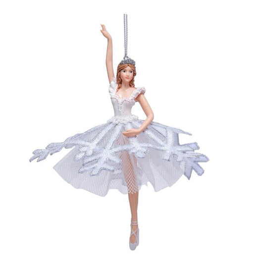 Girl Ballerina Snowflake Ornament Silver