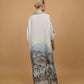 Long satin desert landscape print dress – KD9316VS-34: Black/orange