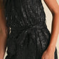 Feather Sequin Jumpsuit: Black