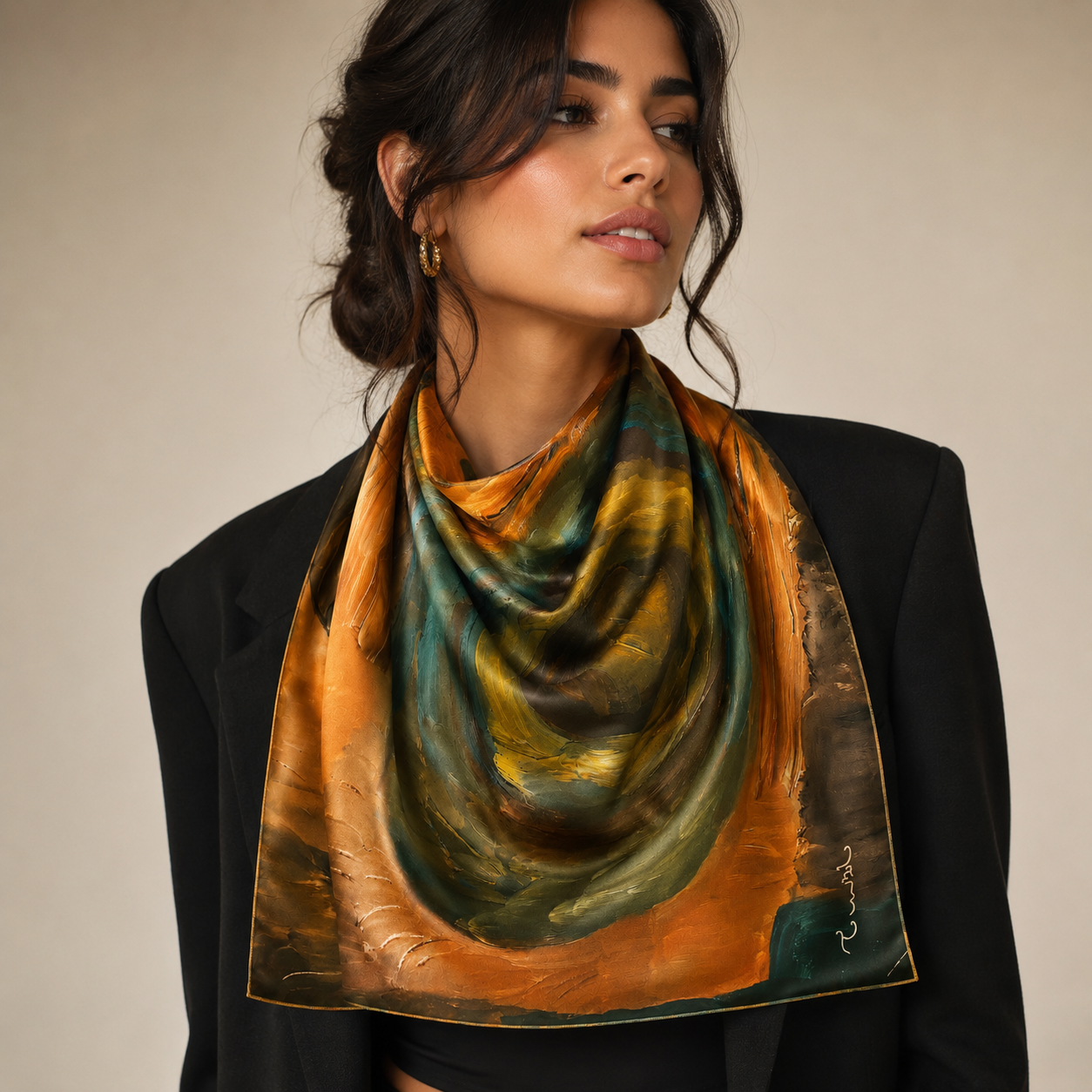 Golden Eclipse Art Scarf