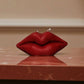 Sculpted Face Lips Candle 1/4x5 1/4in - Valentines: Red / Rose Petals