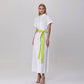 Minimalist shirt dress and contrasting belt: White
