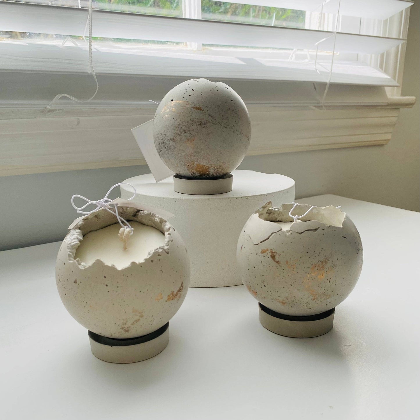 Mini Moon Candle | Sphere Concrete Candle: Fraser Fir