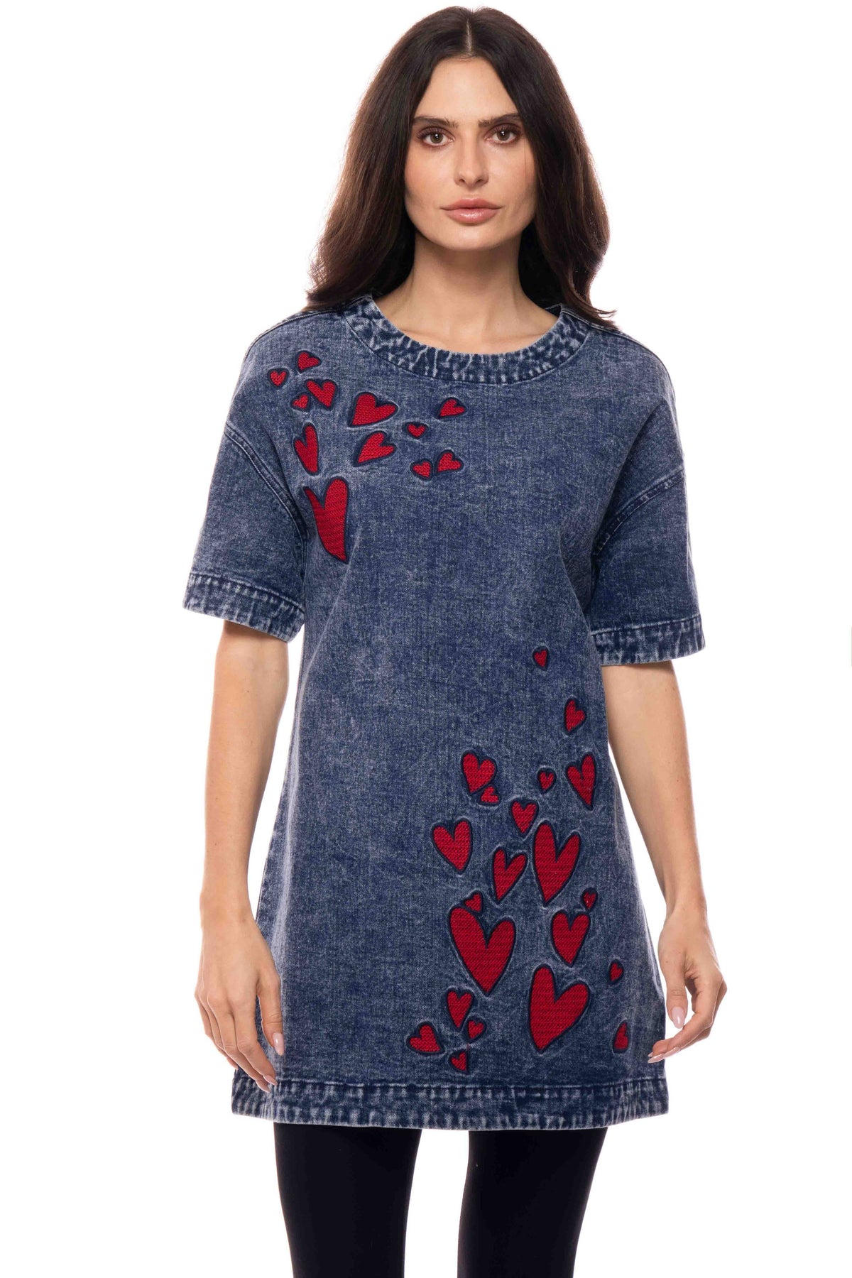 2605 Heart Embroidered Denim