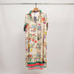 Fluid floral print silk-viscose dress -Green,Red