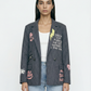 Striped Blazer with Embroidered Inscriptions – MJ84076: Navy Blue / L