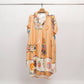 Artistic print satin midi dress Ivory