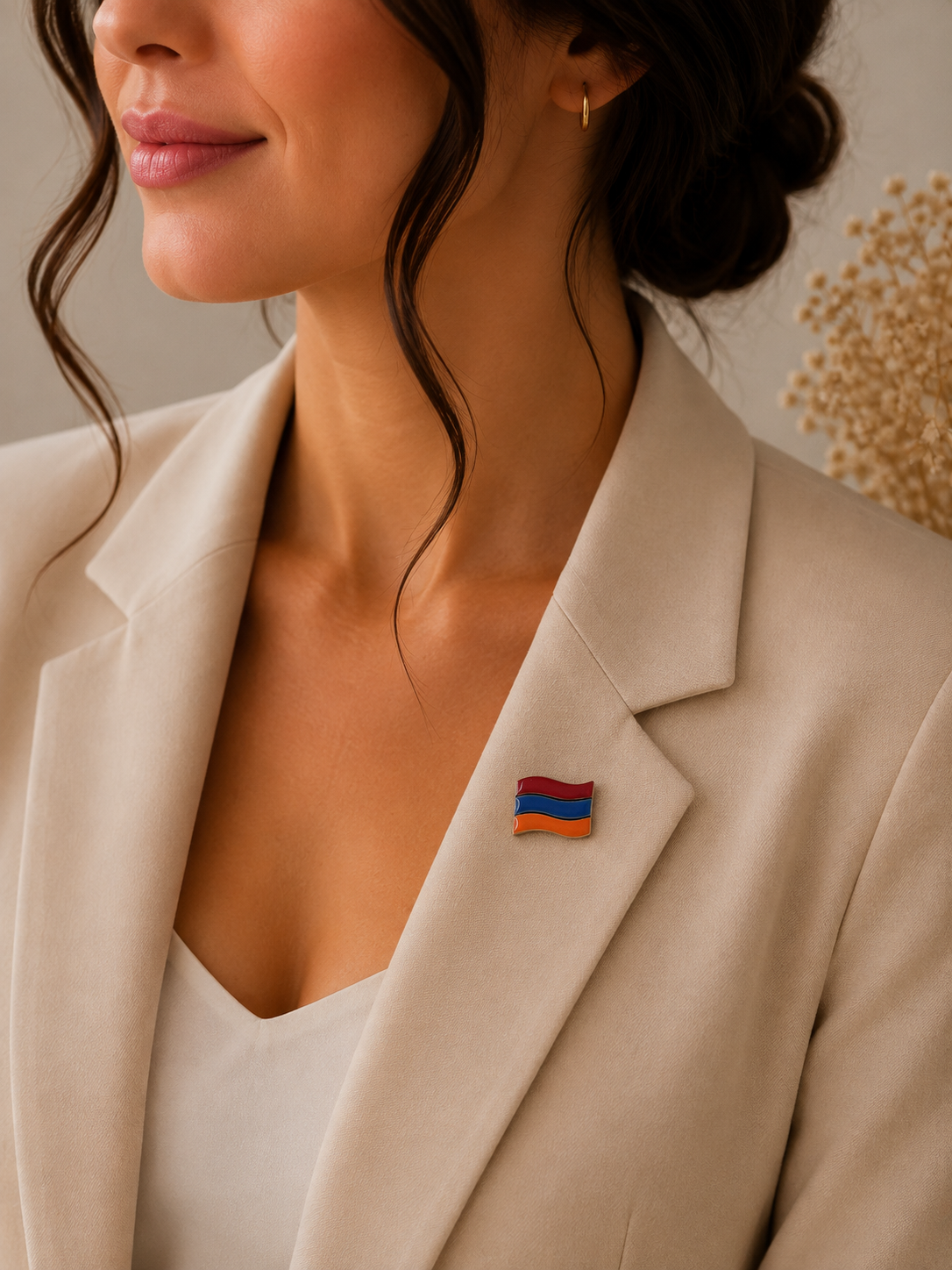 Armenian Flag Ceramic Brooch